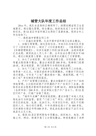 城管大队年度工作总结