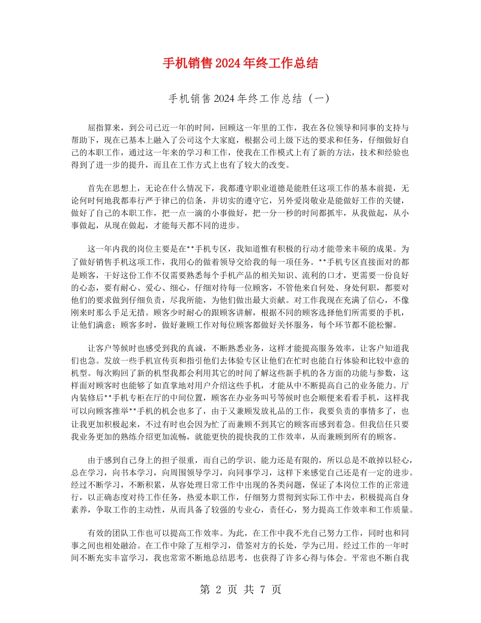 手机销售2024年终工作总结_第2页