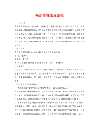 《安全管理应急预案》之锅炉爆管应急预案 