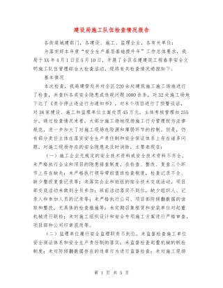 建设局施工队伍检查情况报告