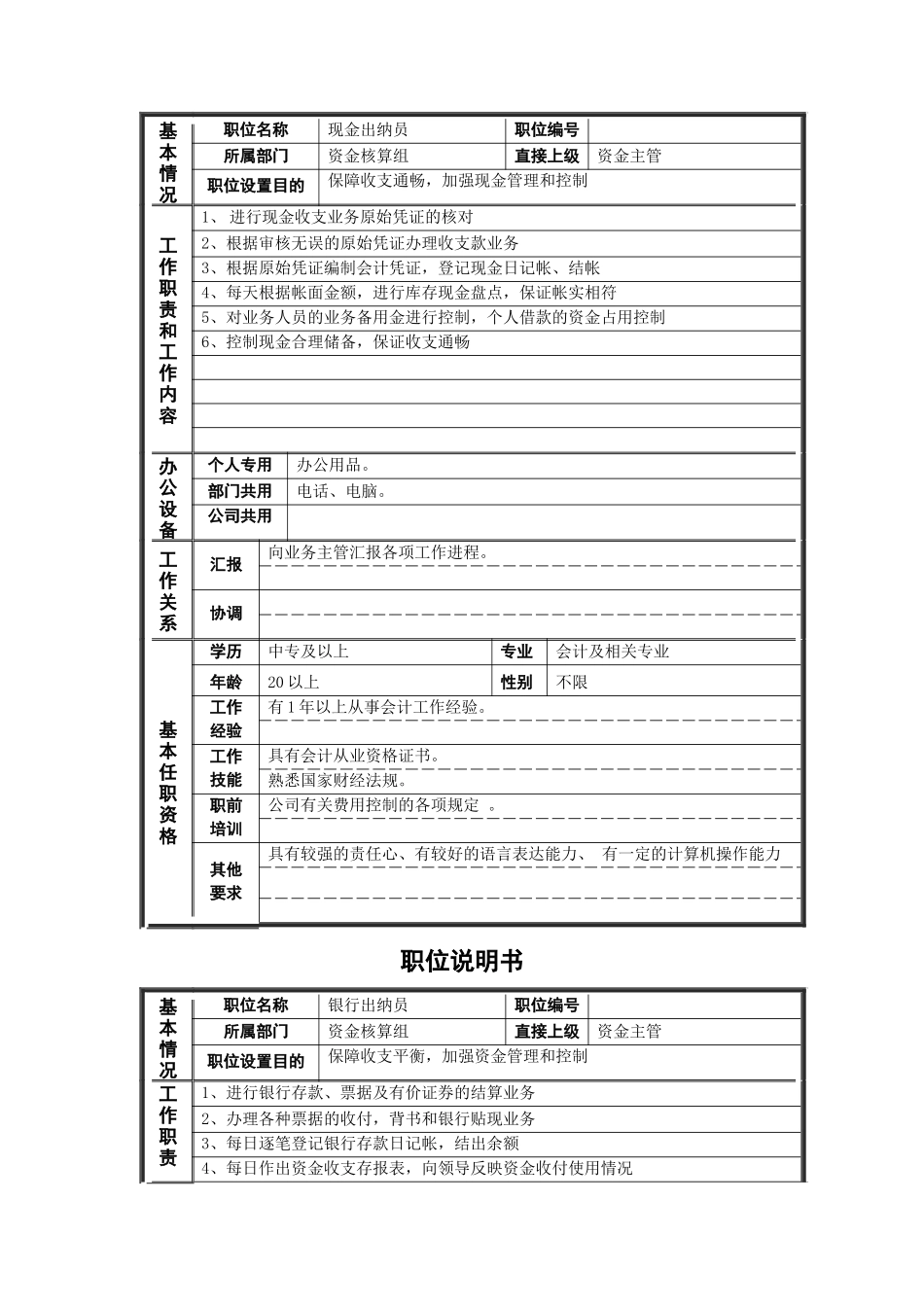 德龙钢铁-成本核算员职位说明书_第2页