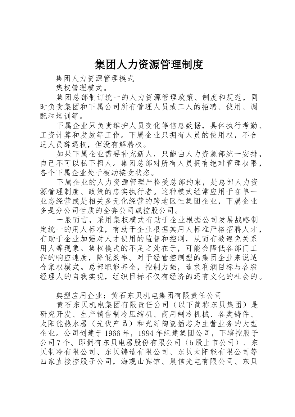 集团人力资源管理规章制度 _第1页