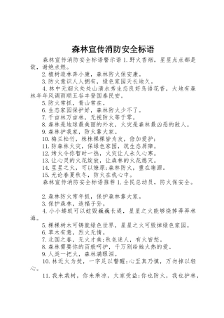 森林宣传消防安全标语大全