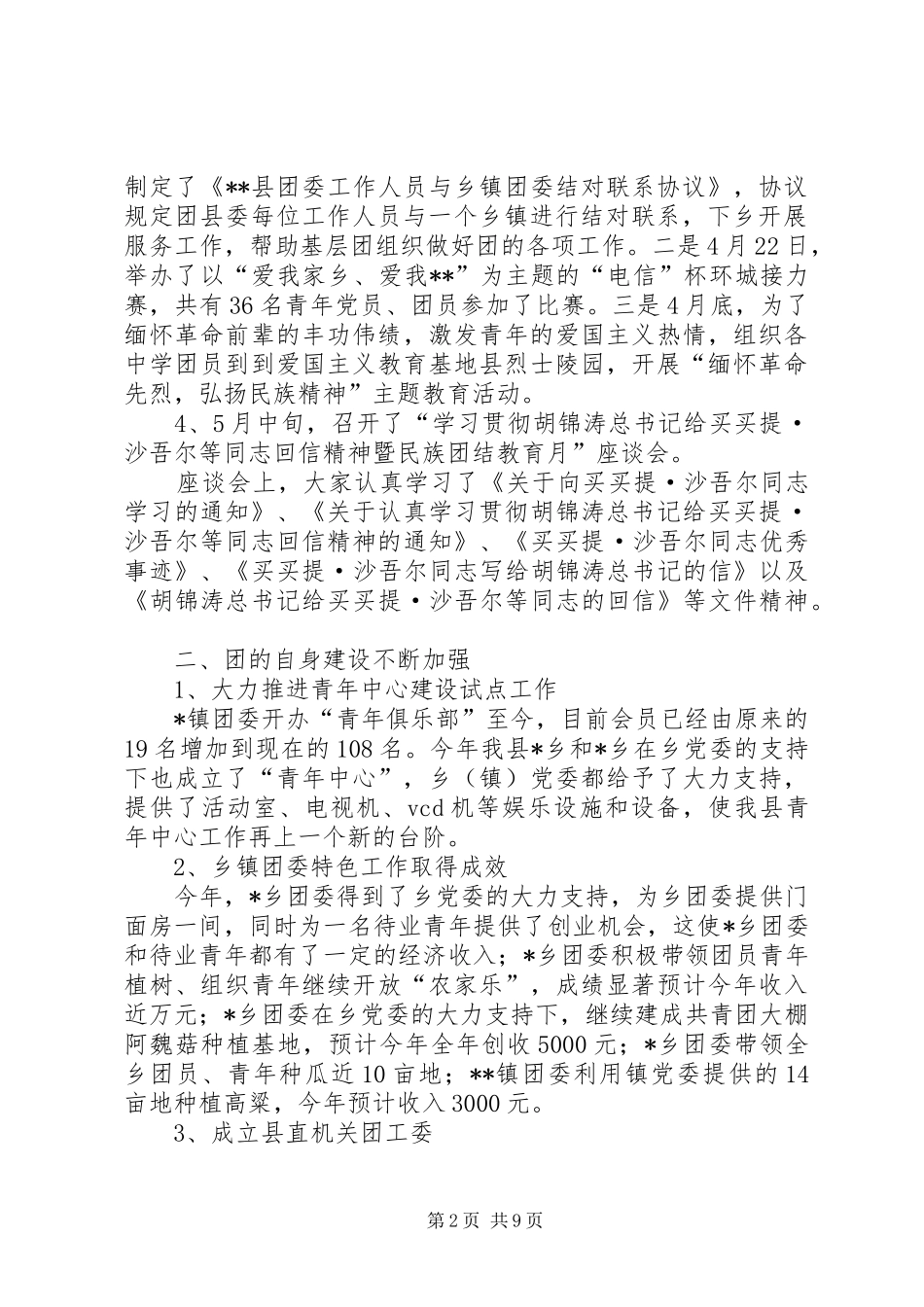 共青团XX县委员会工作总结_第2页