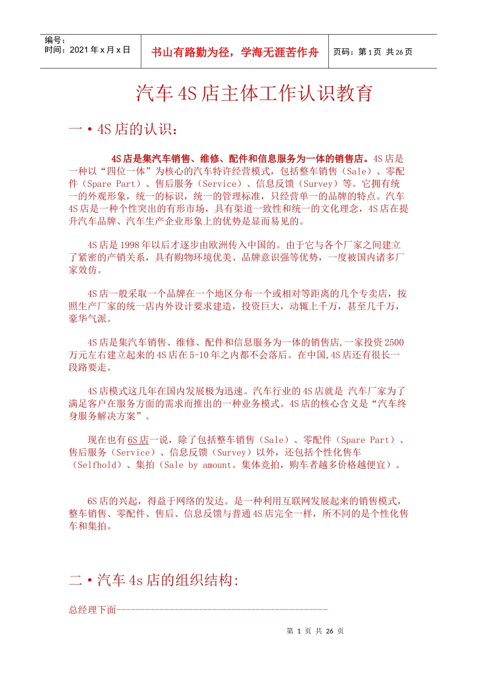 汽车4S店岗位职责_第1页