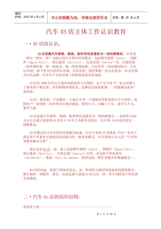 汽车4S店岗位职责