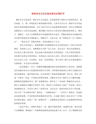 《安全文化》之培育安全文化 打造本质安全型矿井 