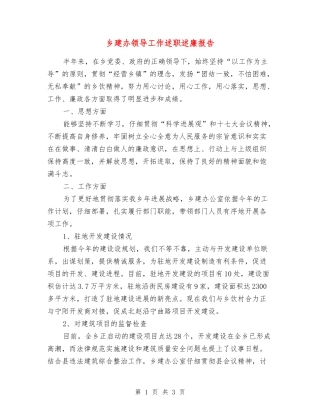 乡建办领导工作述职述廉报告