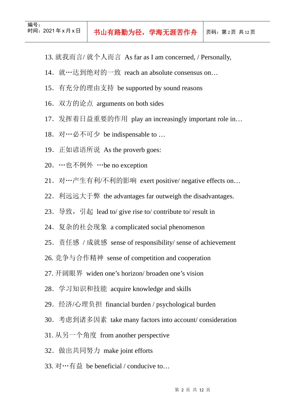 英语四级写作经典短语汇总_第2页