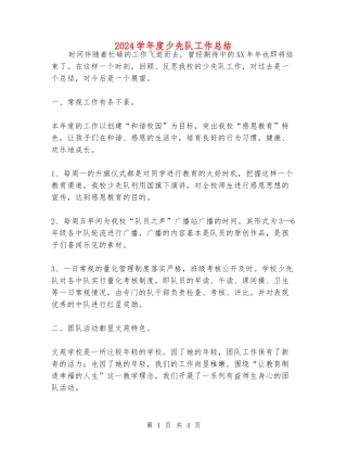 2024学年度少先队工作总结