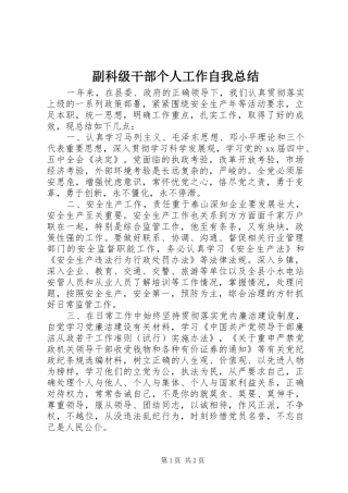副科级干部个人工作自我总结