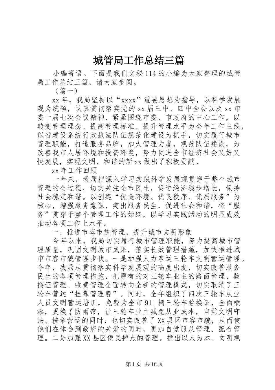 城管局工作总结三篇_第1页