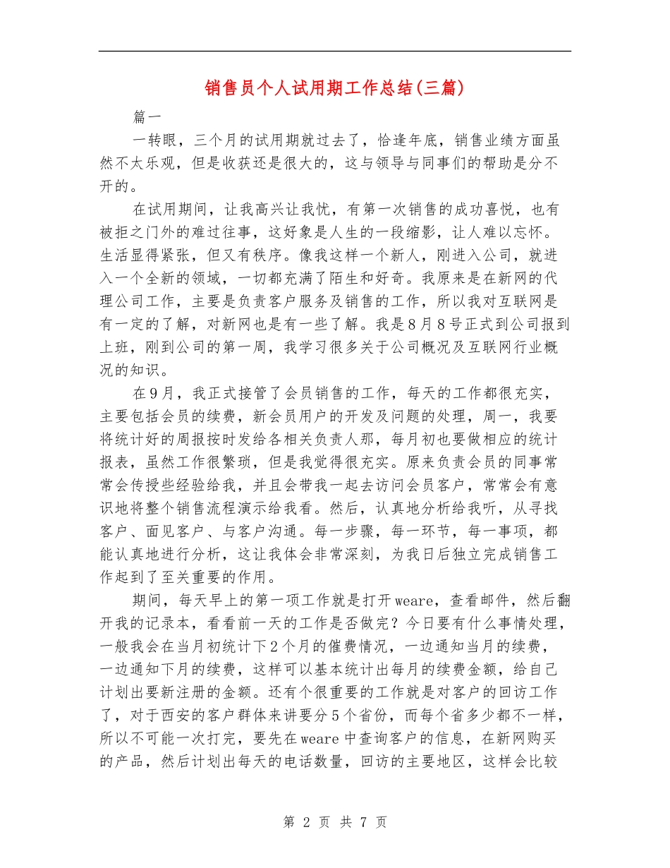 销售员个人试用期工作总结_第2页