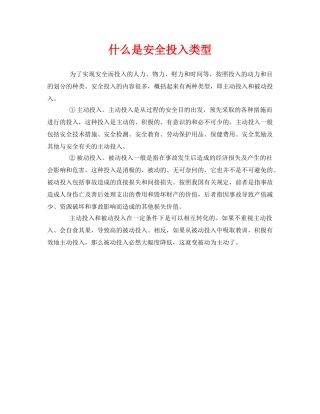 《安全教育》之什么是安全投入类型 