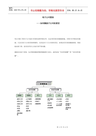母子公司管控--如何激励子公司经营层
