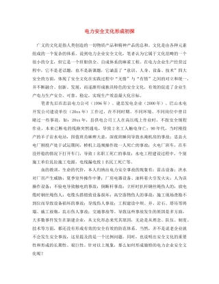 《安全文化》之电力安全文化形成初探 
