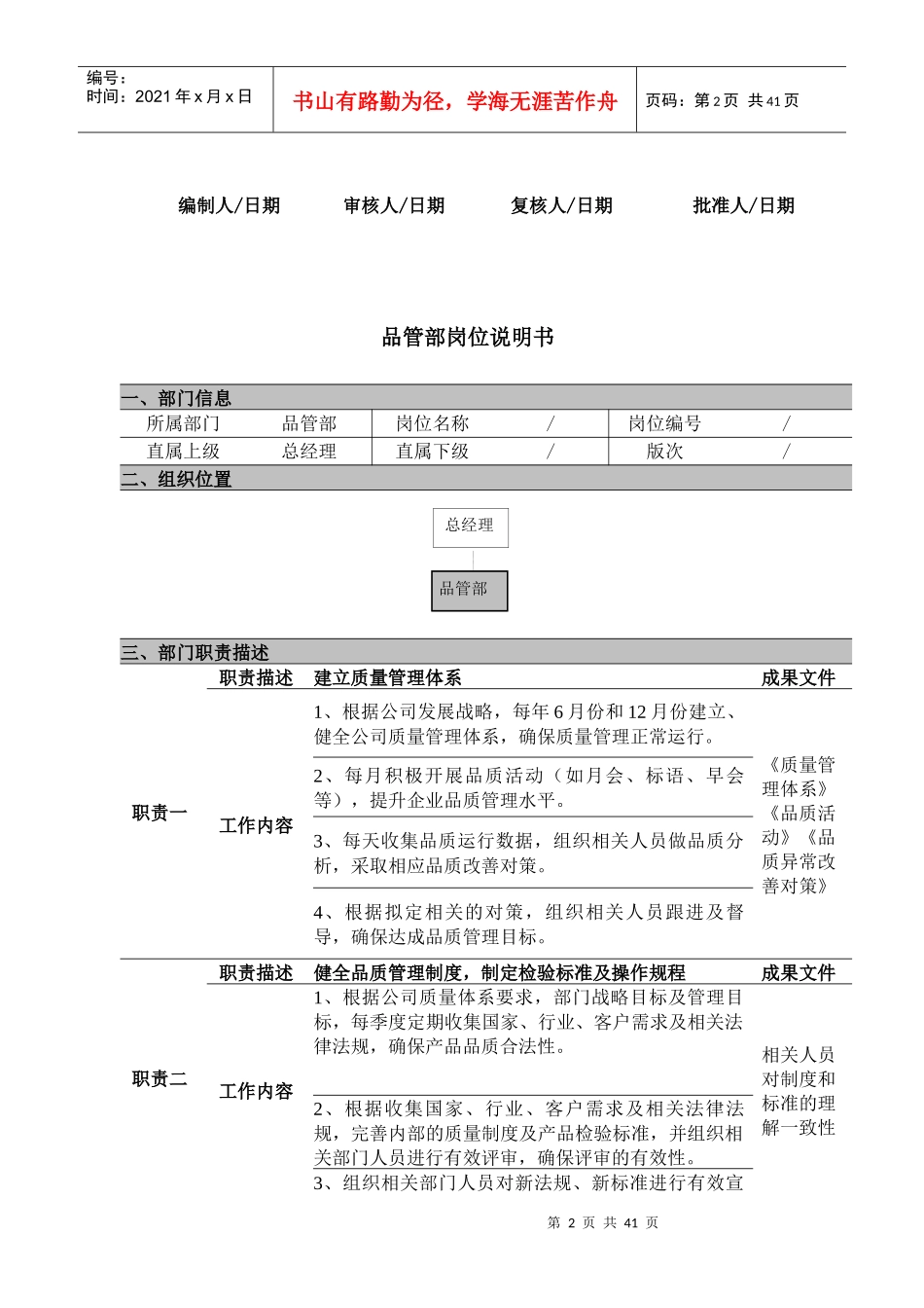 某塑胶有限公司岗位职责说明书_第2页