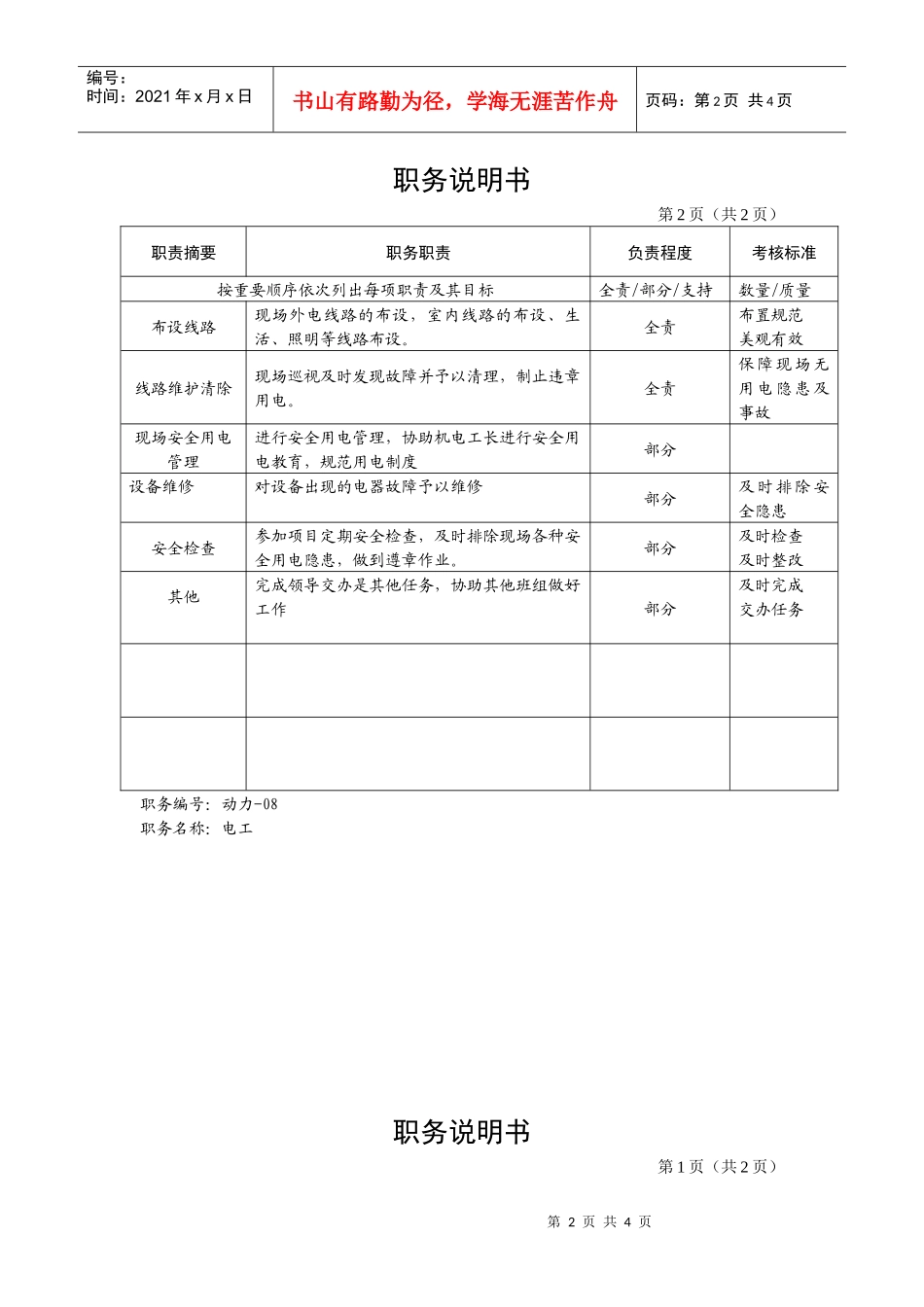 电工、电焊工职务说明_第2页