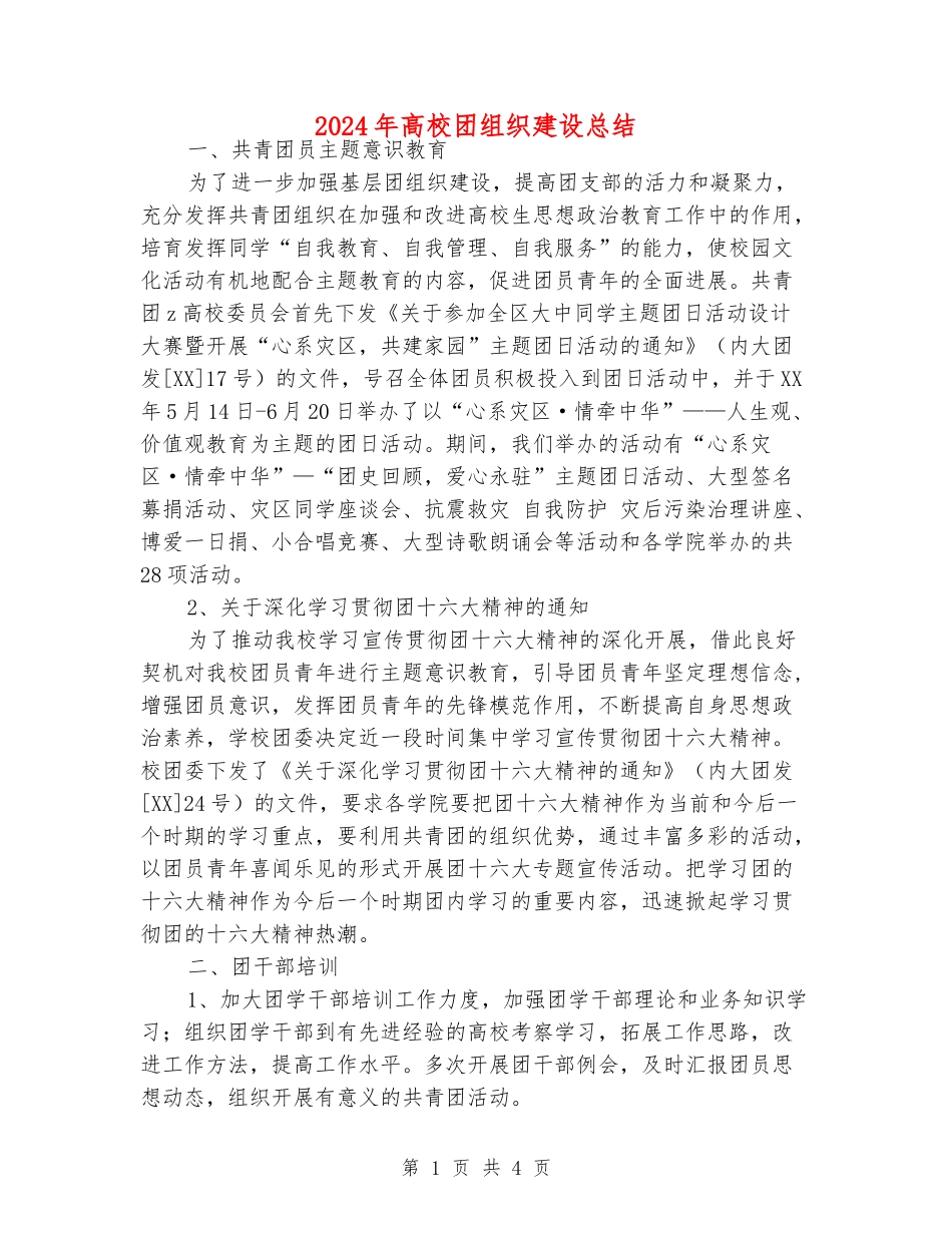 2024年大学团组织建设总结_第1页