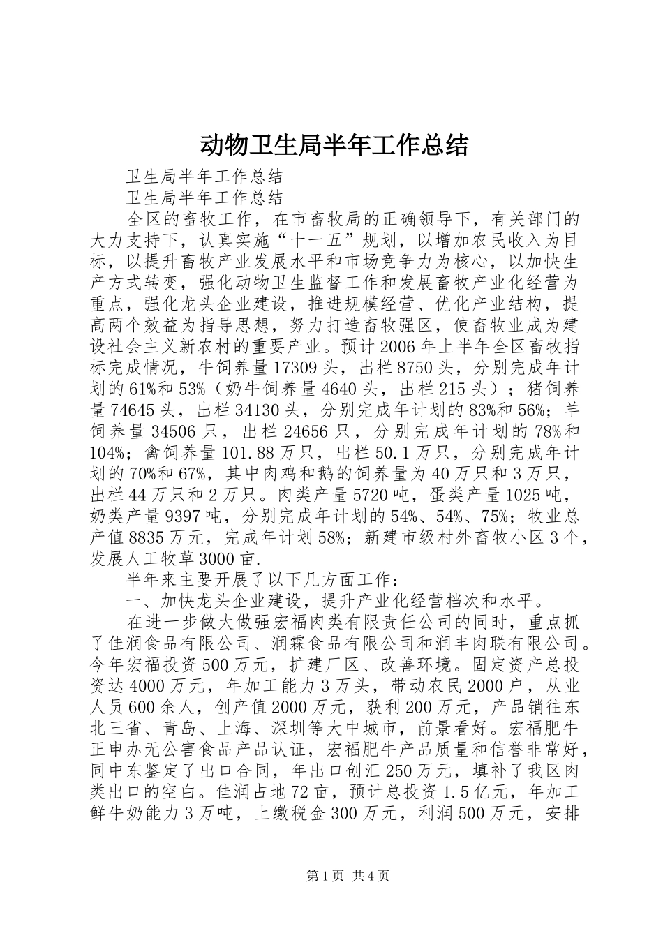 动物卫生局半年工作总结_第1页