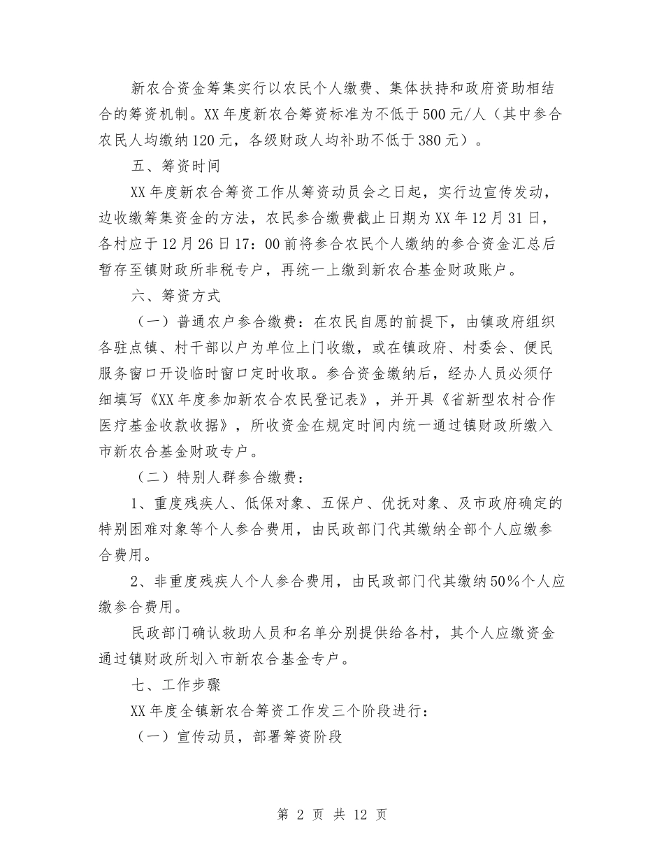 2024年新型农村合作医疗筹资工作方案与2024年新型职业农民培训工作方案汇编_第2页