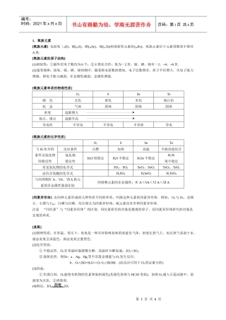 高中化学知识点规律大全(硫和硫的化合物 环境保护)