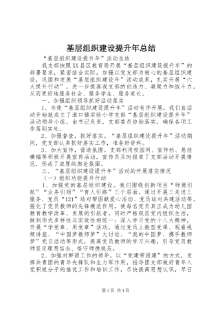 基层组织建设提升年总结