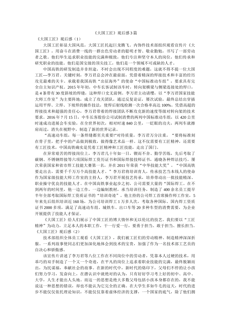 《大国工匠》观后感3篇 _第1页