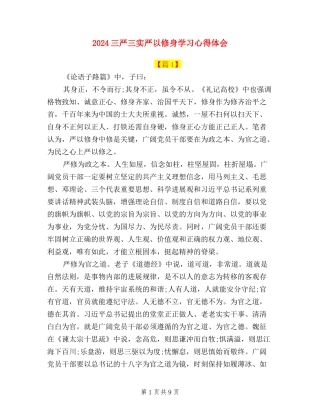 2024三严三实严以修身学习心得体会