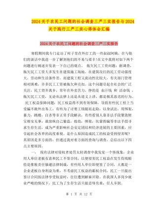 2024关于农民工问题的社会调查三严三实报告与2024关于践行三严三实心得体会汇编