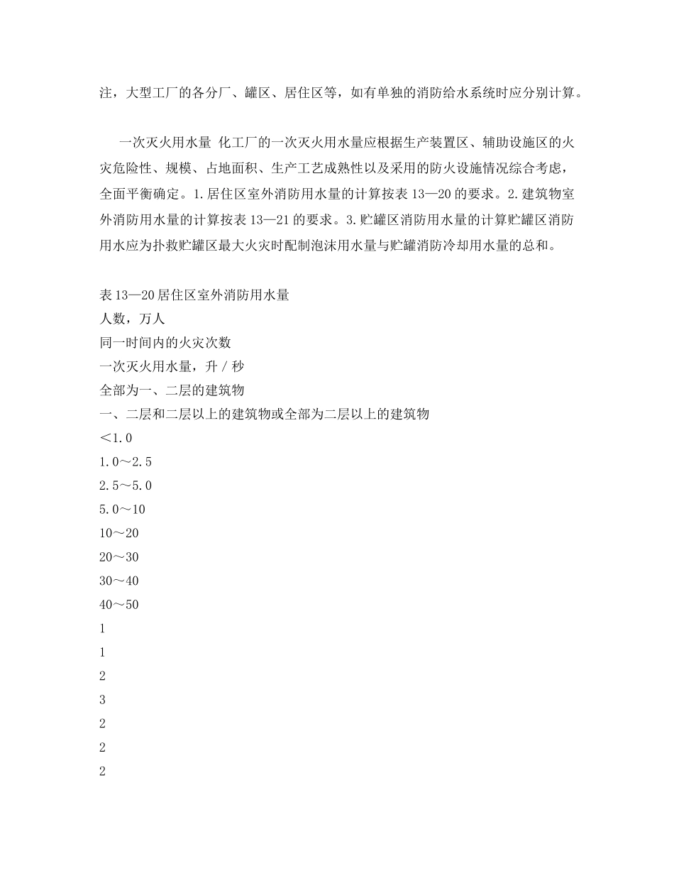 《安全技术》之消防用水及灭火剂的用量 —— 工厂消防用水量 _第2页