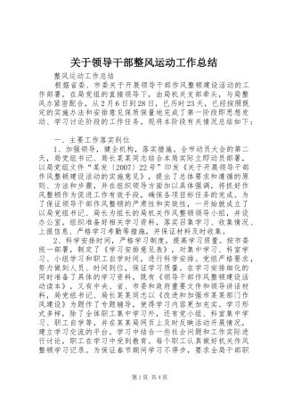 关于领导干部整风运动工作总结