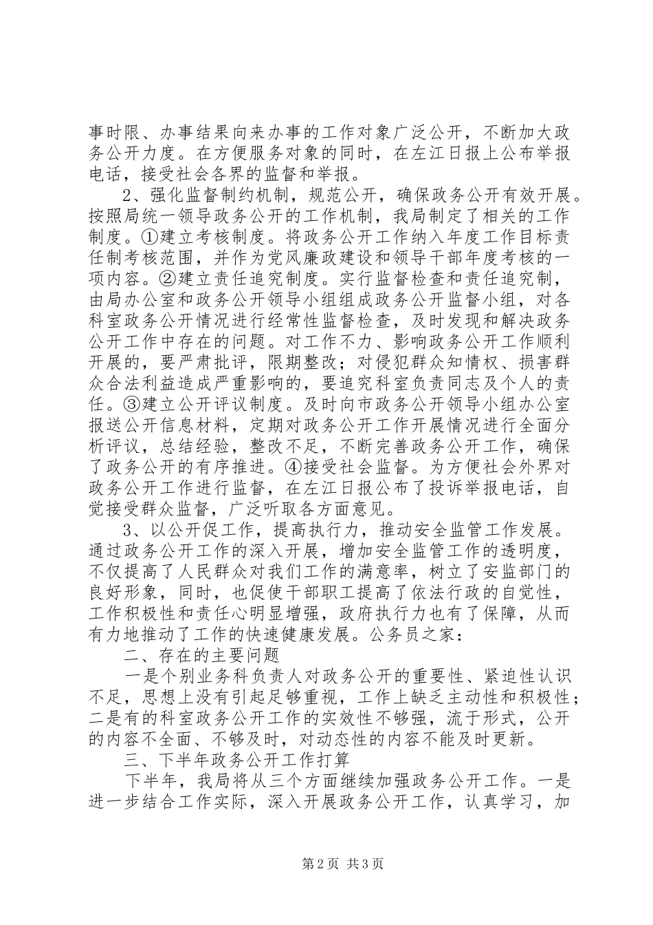 安监局上半年政务公开工作总结_第2页