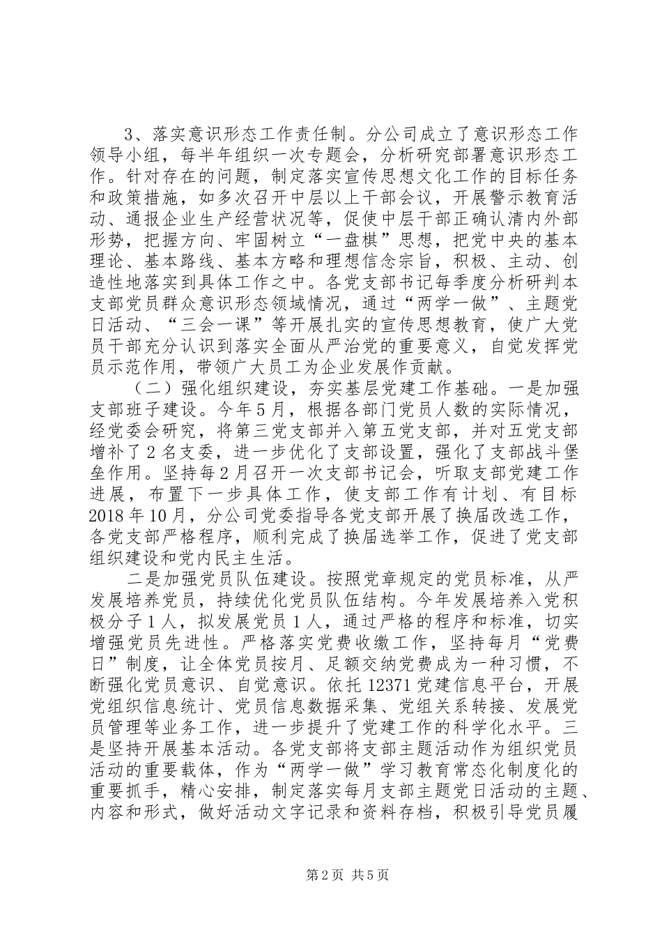 分公司党委XX年党建工作总结_第2页