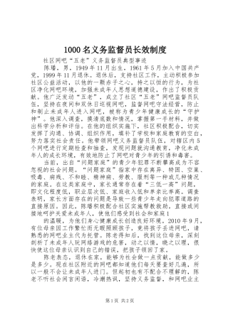 名义务监督员长效规章制度 
