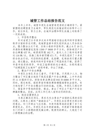 城管工作总结报告范文