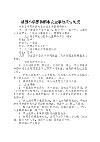 桃园小学预防溺水安全事故报告管理规章制度