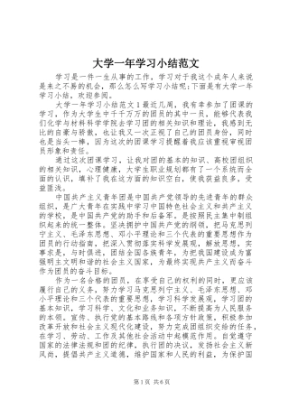 大学一年学习小结范文
