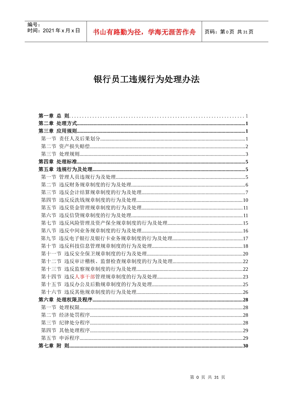 银行员工违规行为处理办法_第1页