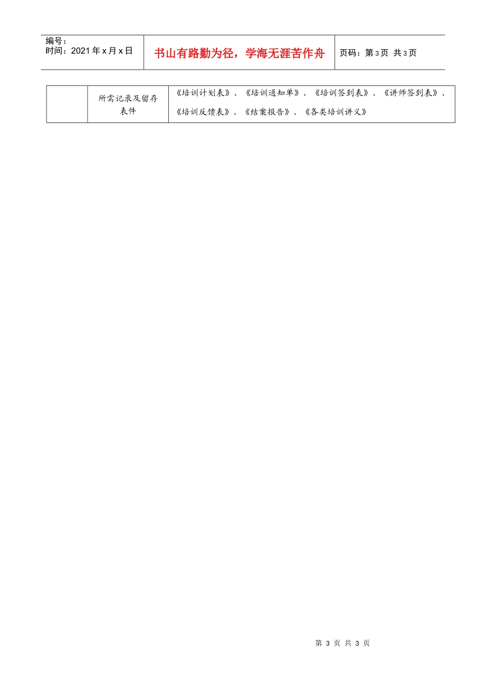 某集团人力资源部培训管理岗位说明书_第3页