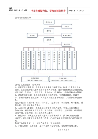 深圳达实智能股份有限公司组织架构图及各部门职责