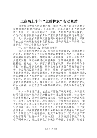 工商局上半年“红盾护农”行动总结