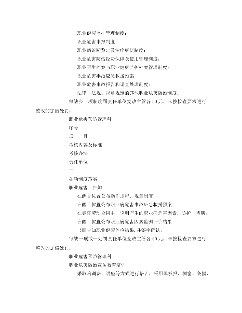 《安全管理制度》之职业危害防治管理考核办法 _第3页