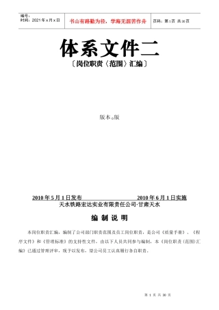 某实业有限责任公司岗位职责汇编