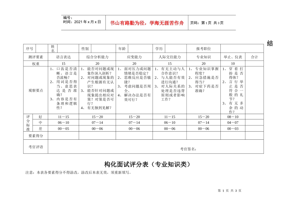 结构化面试测评表_第1页