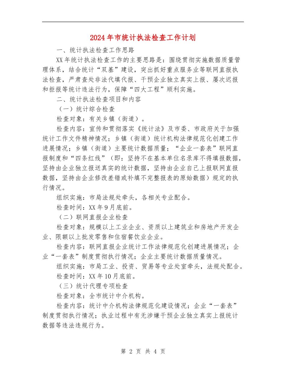 2024年市统计执法检查工作计划_第2页