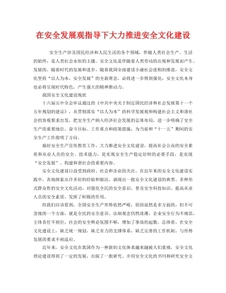《安全文化》之在安全发展观指导下大力推进安全文化建设 