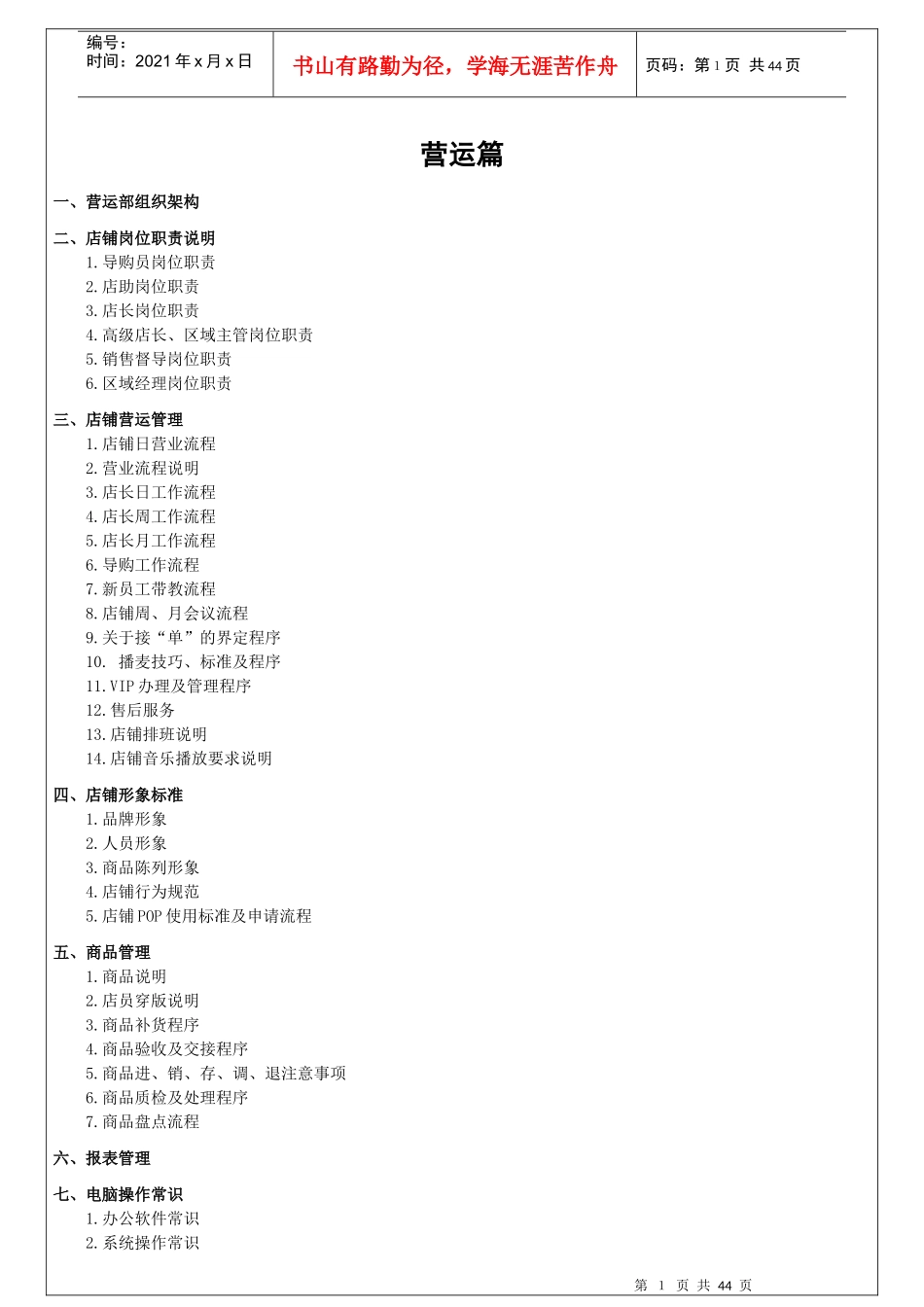 营运手册之从职责到日常工作细则_第1页