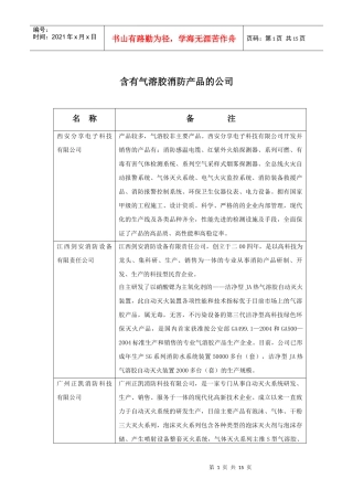 气溶胶消防公司清单