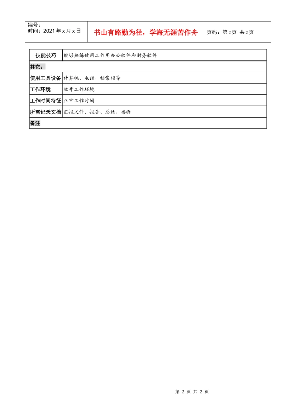 营业部交换员职务说明书_第2页